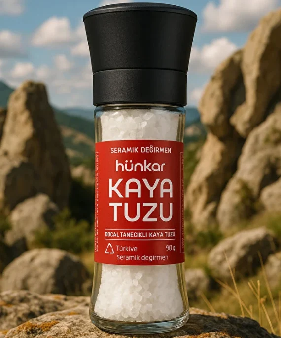 Hünkar Doğal Kaya Tuzu 110 gr – Seramik Değirmenli Cam Şişe